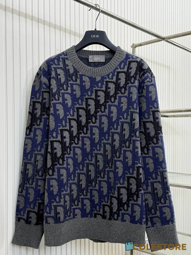 Colestore Dior Oblique Sweater Gray Wool Jacquard - 1