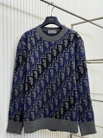 Colestore Dior Oblique Sweater Gray Wool Jacquard