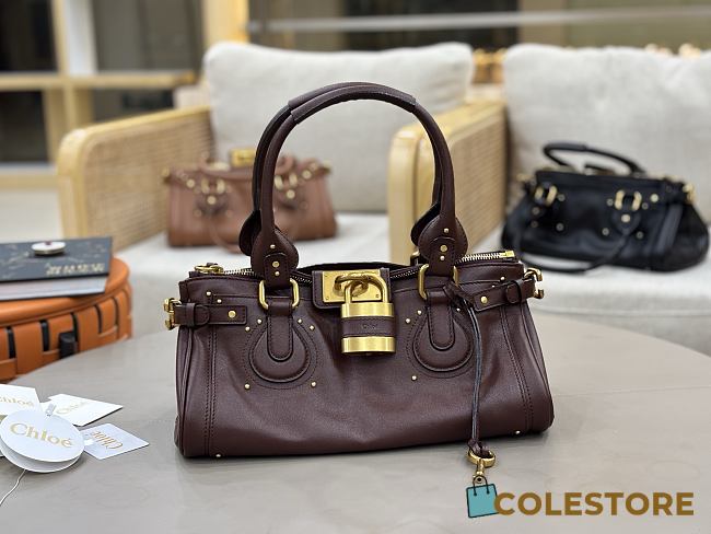 Colestore Chloé Paddington Bag In Grained Leather Grenat 36x18x16cm - 1