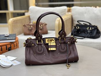 Colestore Chloé Paddington Bag In Grained Leather Grenat 36x18x16cm
