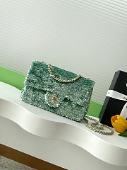 Colestore Chanel Flap bag Sequin & Gold Plated Metal Green 21x14x8cm - 1