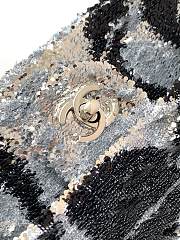 Colestore Chanel Flap bag Sequin & Silver Plated Metal Silver & Black 21x8x14cm - 6