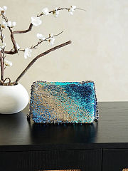 Colestore Chanel Flap bag Sequin & Gold Tone Plated Metal Blue Green Shaded 21x14x8cm - 3
