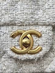 Colestore Chanel Mini Flap Bag with Handle Weed, Silk & Gold Metallic Black & White  13 x 20 x 6cm - 6
