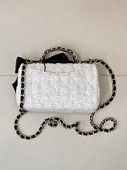 Colestore Chanel Mini Flap Bag with Handle Weed, Silk & Gold Metallic Black & White  13 x 20 x 6cm - 4