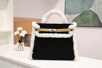 Colestore Hermes Kelly Mini Pelliccia Black 28cm