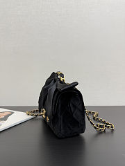 Colestore Chanel Mini Flap Bag with Handle Velvet, Silk & Gold Metallic Black  13 x 20 x 6cm - 6