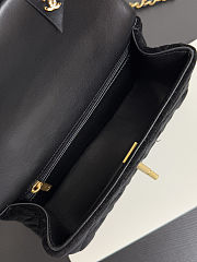 Colestore Chanel Mini Flap Bag with Handle Velvet, Silk & Gold Metallic Black  13 x 20 x 6cm - 4