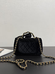 Colestore Chanel Mini Flap Bag with Handle Velvet, Silk & Gold Metallic Black  13 x 20 x 6cm - 3