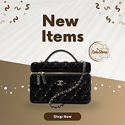 Colestore Chanel Vanity bag with Strap Velvet, Stones & Gold Plated Metal Black  17 x 19.5 x 5cm - 1