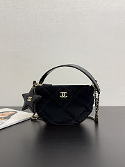 Colestore Chanel Clutch with strap Velvet Effect Nylon, Crinkled Effect Glossy Calfskin & Gold Metallic Black 15 x 22 x 6cm - 1