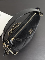 Colestore Chanel Clutch with strap Velvet Effect Nylon, Crinkled Effect Glossy Calfskin & Gold Metallic Black 15 x 22 x 6cm - 3