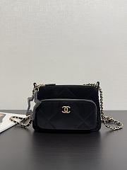 Colestore Chanel Clutch with strap Velvet Effect Nylon, Crinkled Effect Glossy Calfskin & Gold Metallic Black 15 x 21 x 7.5cm - 1
