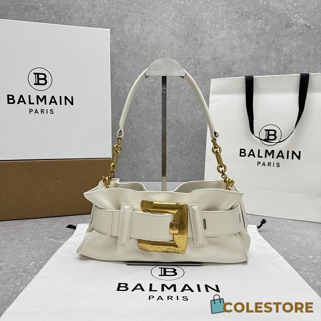 Colestore Balmain Mini Anthem bag in White Leather 30x9x12cm - 1