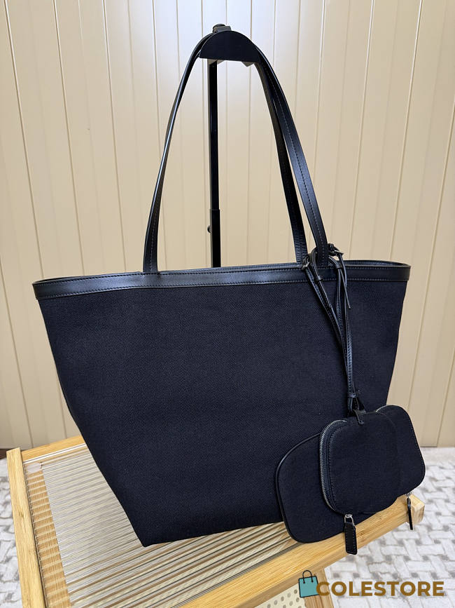 Colestore The Row Park Tote Three Canvas Bag in Cotton and Leather Black/Blue 25x24x28cm - 1