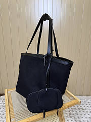 Colestore The Row Park Tote Three Canvas Bag in Cotton and Leather Black/Blue 25x24x28cm - 6