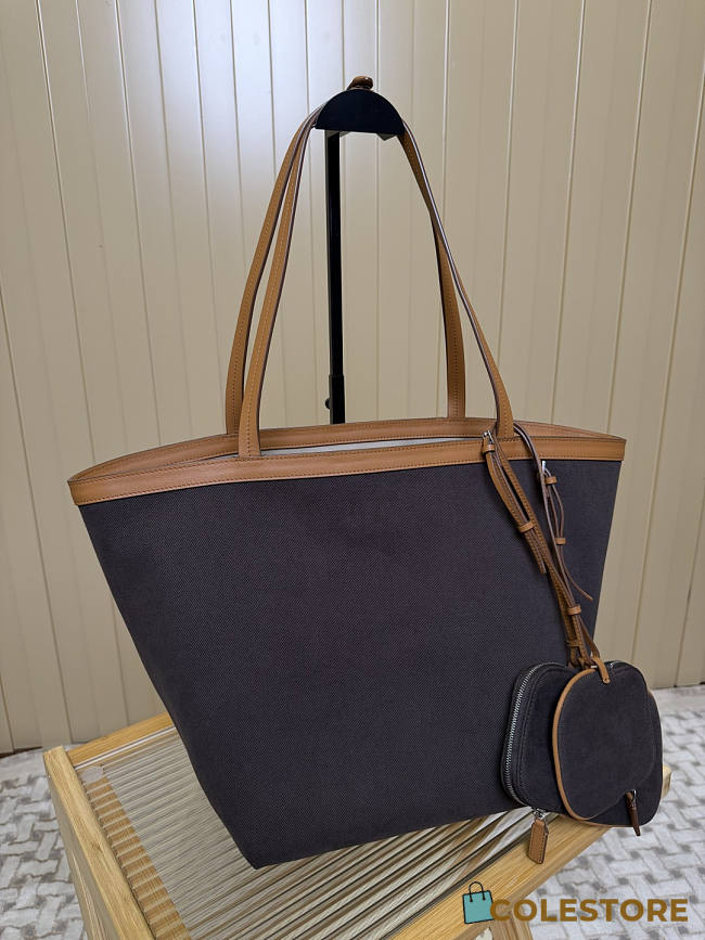 Colestore The Row Park Tote Three Canvas Bag in Cotton and Leather Brown/Beige/Cuir 25x24x28cm - 1
