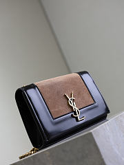 Colestore YSL Saint Laurent Small Kate Suede Shoulder Bag In Brown And Black 20x13.5x6cm - 6