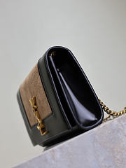 Colestore YSL Saint Laurent Small Kate Suede Shoulder Bag In Brown And Black 20x13.5x6cm - 5