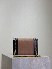 Colestore YSL Saint Laurent Small Kate Suede Shoulder Bag In Brown And Black 20x13.5x6cm - 3