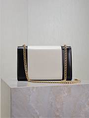 Colestore YSL Saint Laurent Small Kate Suede Shoulder Bag In White And Black 20x13.5x6cm - 3