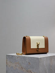Colestore YSL Saint Laurent Small Kate Canvas Shoulder Bag In Brown And White 20x13.5x6cm - 6