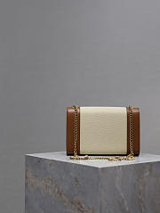 Colestore YSL Saint Laurent Small Kate Canvas Shoulder Bag In Brown And White 20x13.5x6cm - 4