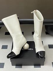 Colestore Chanel Mid-calf Boots Lambskin & Glossy Calfskin White - 6