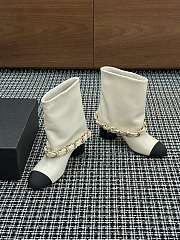 Colestore Chanel Low-Cut Boots Lambskin & Grosgrain Ivory & Black - 2