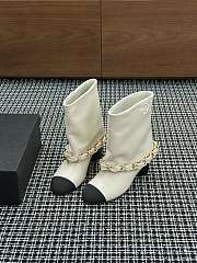 Colestore Chanel Low-Cut Boots Lambskin & Grosgrain Ivory & Black - 4