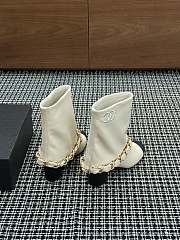 Colestore Chanel Low-Cut Boots Lambskin & Grosgrain Ivory & Black - 6