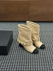 Colestore Chanel Low-Cut Boots Lambskin & Grosgrain Beige & Black - 1