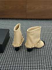 Colestore Chanel Low-Cut Boots Lambskin & Grosgrain Beige & Black - 5