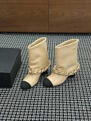 Colestore Chanel Low-Cut Boots Lambskin & Grosgrain Beige & Black - 3