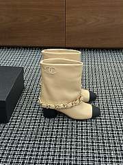 Colestore Chanel Low-Cut Boots Lambskin & Grosgrain Beige & Black - 2