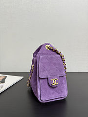Colestore Chanel 25 Mini Handbag, Suede calfskin & Gold metal Purple  20 x 22 x 12.5cm - 5