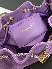 Colestore Chanel 25 Mini Handbag, Suede calfskin & Gold metal Purple  20 x 22 x 12.5cm - 3