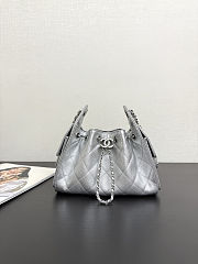 Colestore Chanel 25 Mini Handbag, Metallic Grained Calfskin & Silver-Tone Metal Silvery  20 x 22 x 12.5cm - 1