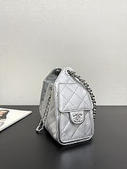 Colestore Chanel 25 Mini Handbag, Metallic Grained Calfskin & Silver-Tone Metal Silvery  20 x 22 x 12.5cm - 4