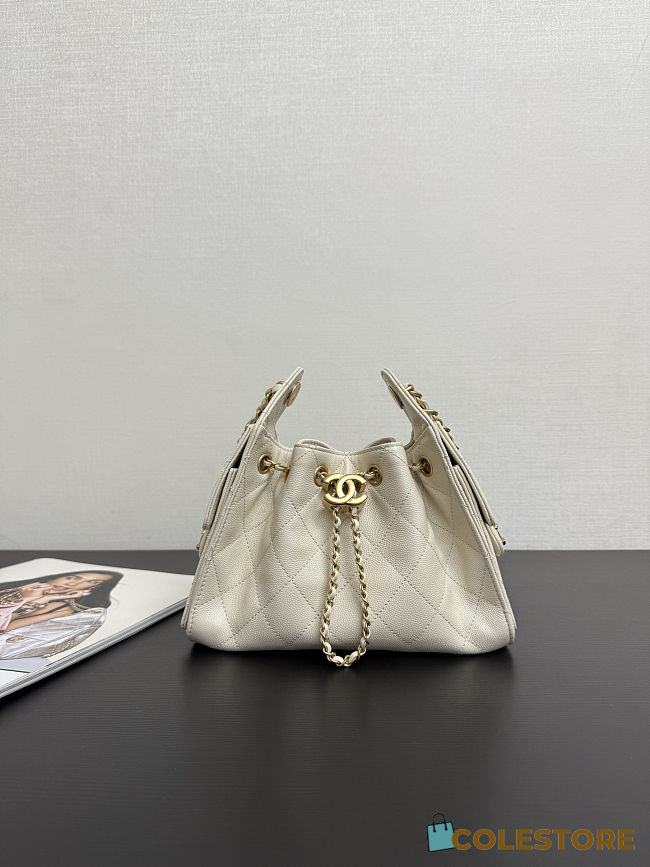 Colestore Chanel 25 Mini Handbag Grained Calfskin & Gold-Tone Metal Cream 20x22x12.5cm - 1
