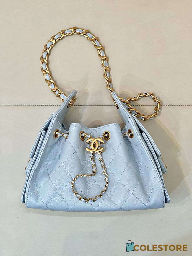 Colestore Chanel 25 Mini Handbag Grained Calfskin & Gold-Tone Metal Baby Blue 20x22x12.5cm - 1