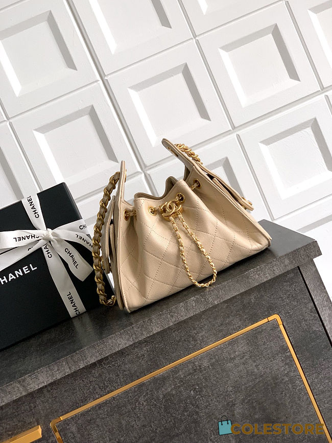 Colestore Chanel 25 Mini Handbag Grained Calfskin & Gold-Tone Metal Beige 20x22x12.5cm - 1