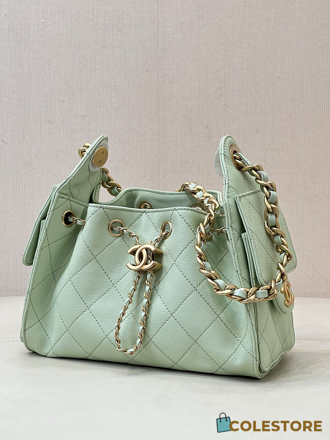 Colestore Chanel 25 Mini Handbag Grained Calfskin & Gold-Tone Metal Baby Green 20x22x12.5cm - 1