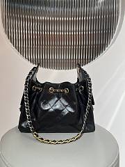 Colestore Chanel 25 Mini Handbag Crinkled Effect Glossy calfskin, Gold metallic & Ruthenium plated metallic Black 20x22x12.5cm - 6