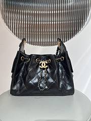 Colestore Chanel 25 Mini Handbag Crinkled Effect Glossy calfskin, Gold metallic & Ruthenium plated metallic Black 20x22x12.5cm - 5