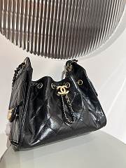 Colestore Chanel 25 Mini Handbag Crinkled Effect Glossy calfskin, Gold metallic & Ruthenium plated metallic Black 20x22x12.5cm - 3
