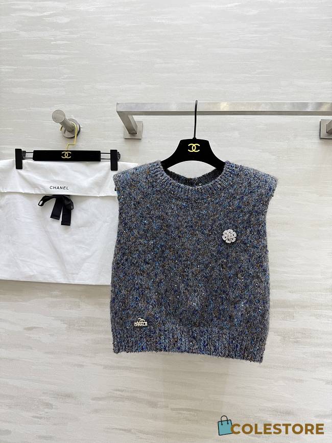 Colestore Chanel Knit Vest in Grey  - 1