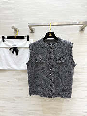 Colestore Chanel Tweed-style Knit Vest Dark Grey - 1