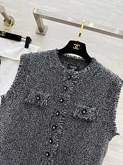 Colestore Chanel Tweed-style Knit Vest Dark Grey - 3