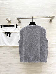 Colestore Chanel Tweed-style Knit Vest Light Grey - 6